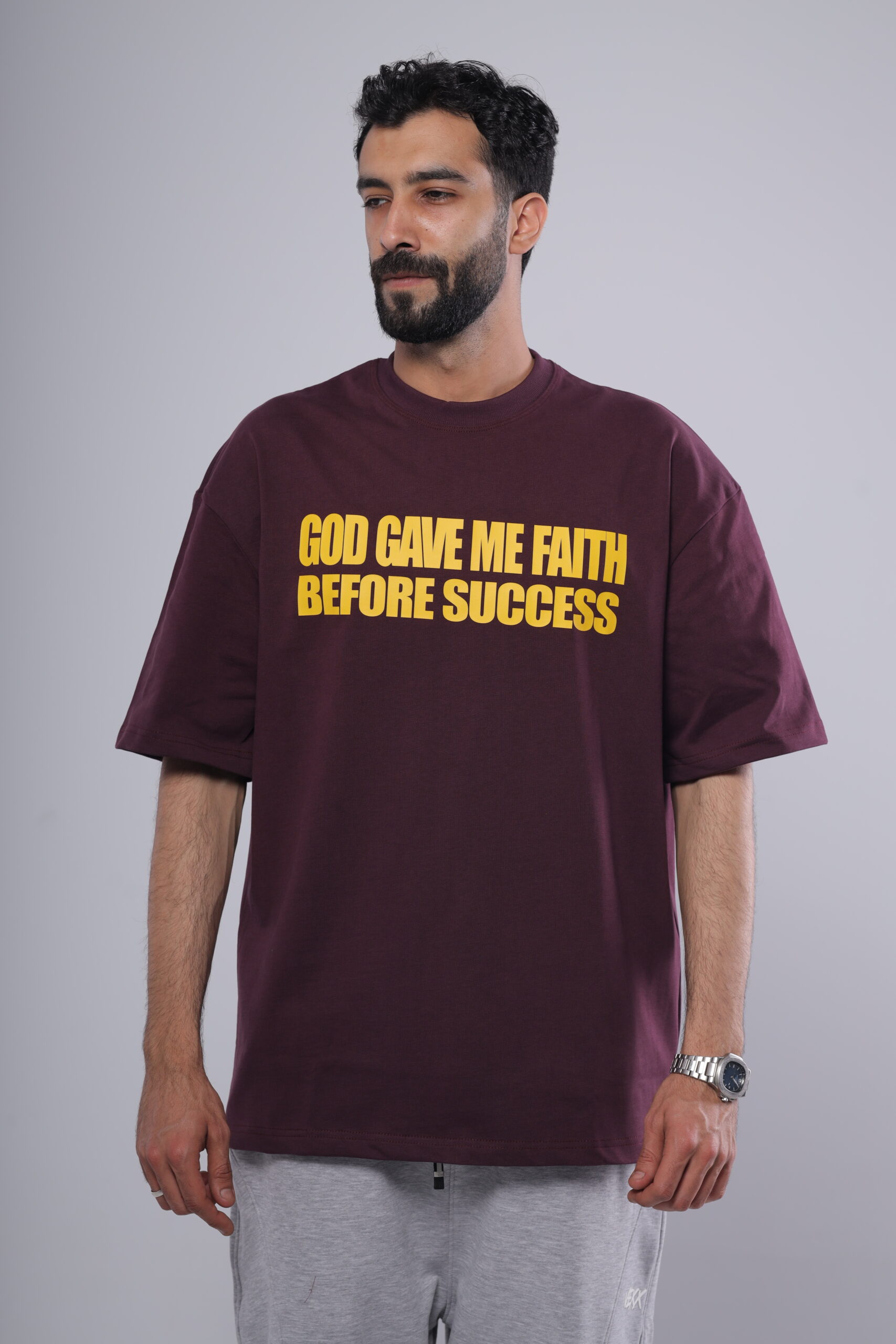 Faith Before Success – burgundy t-shirt - Image 2