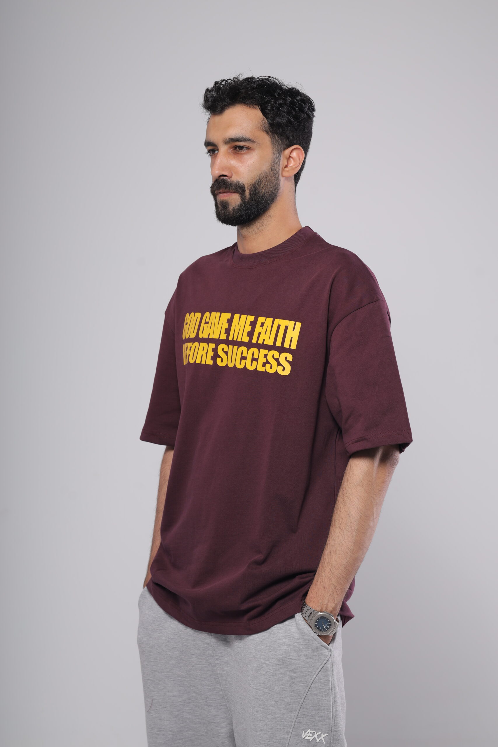 Faith Before Success – burgundy t-shirt - Image 4